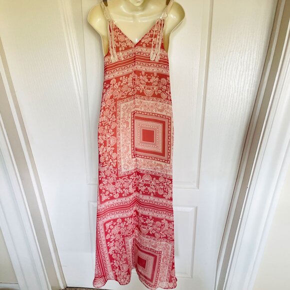 ZARA Boho Floral-Patch Maxi Dress with Crochet Neck and Fringe XS/S - Picture 11 of 16